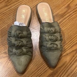 Mi.iM the Jenelle Olive Green Mules